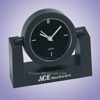 Matte Black Swivel Quartz Clock (Screened)