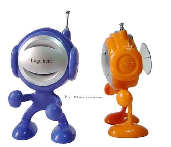 Mini Man FM Radio With Suction Cup