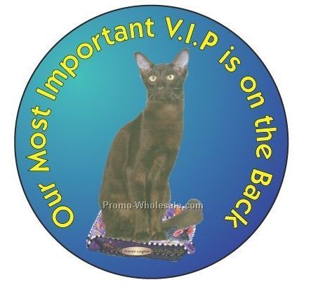 Oriental Longhair Cat Round Hand Mirror W/ Full Mirror Back (2-1/2")