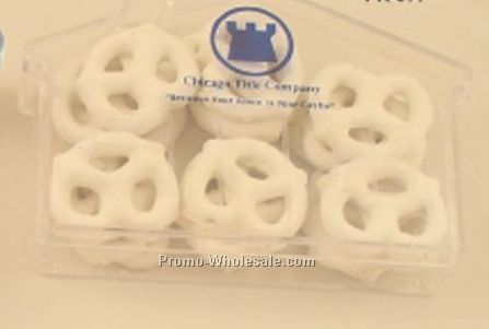 Plastic House Container Filled With Frosted Pretzels 5-11/16"x1-1/4"x4"