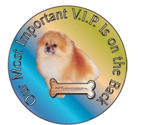 Pomeranian Dog Round Hand Mirror W/ Full Mirror Back (2-1/2")