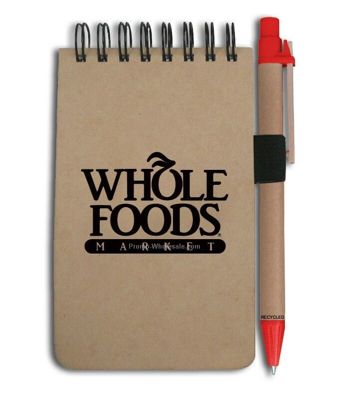 Recycled Jotter Style Notebook W/ Pen (Red)