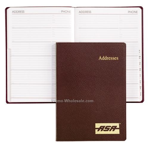 Red Bonded Leather Portable Desk Address Book (White Paper)