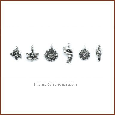 Set Of 6 Flowers Stock Wine Charms On Card