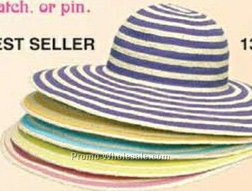 Sewn Straw Hat With Poly Ribbon Design And 4" Brim (One Size Fit Mos