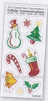 Silver Glitter Christmas Stickers With Snowman & Stocking