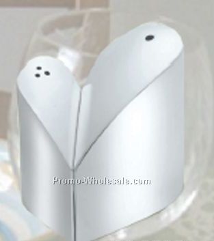 Silver Metal Heart Salt & Pepper Shakers