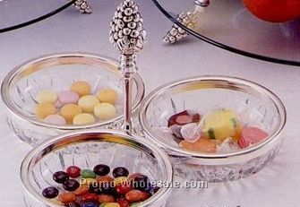 Silver Plated Antique Grape Triple Server Bowl