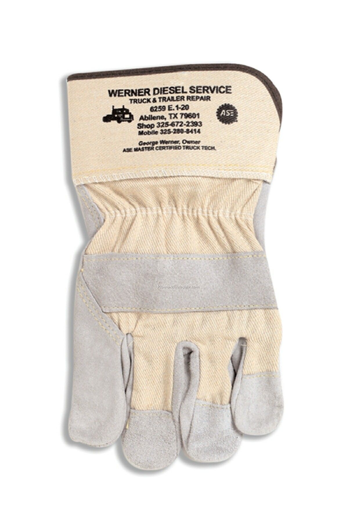 Split Leather Palm Cowhide Glove With Fabric Back (One Size)