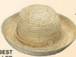 Straw Hat W/ Button Cord Band (One Size Fit Most)