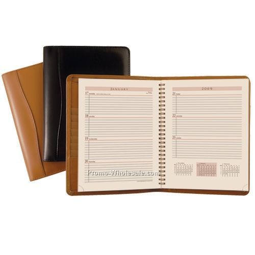 Tan Bonded Leather Wired Weekly Organizer