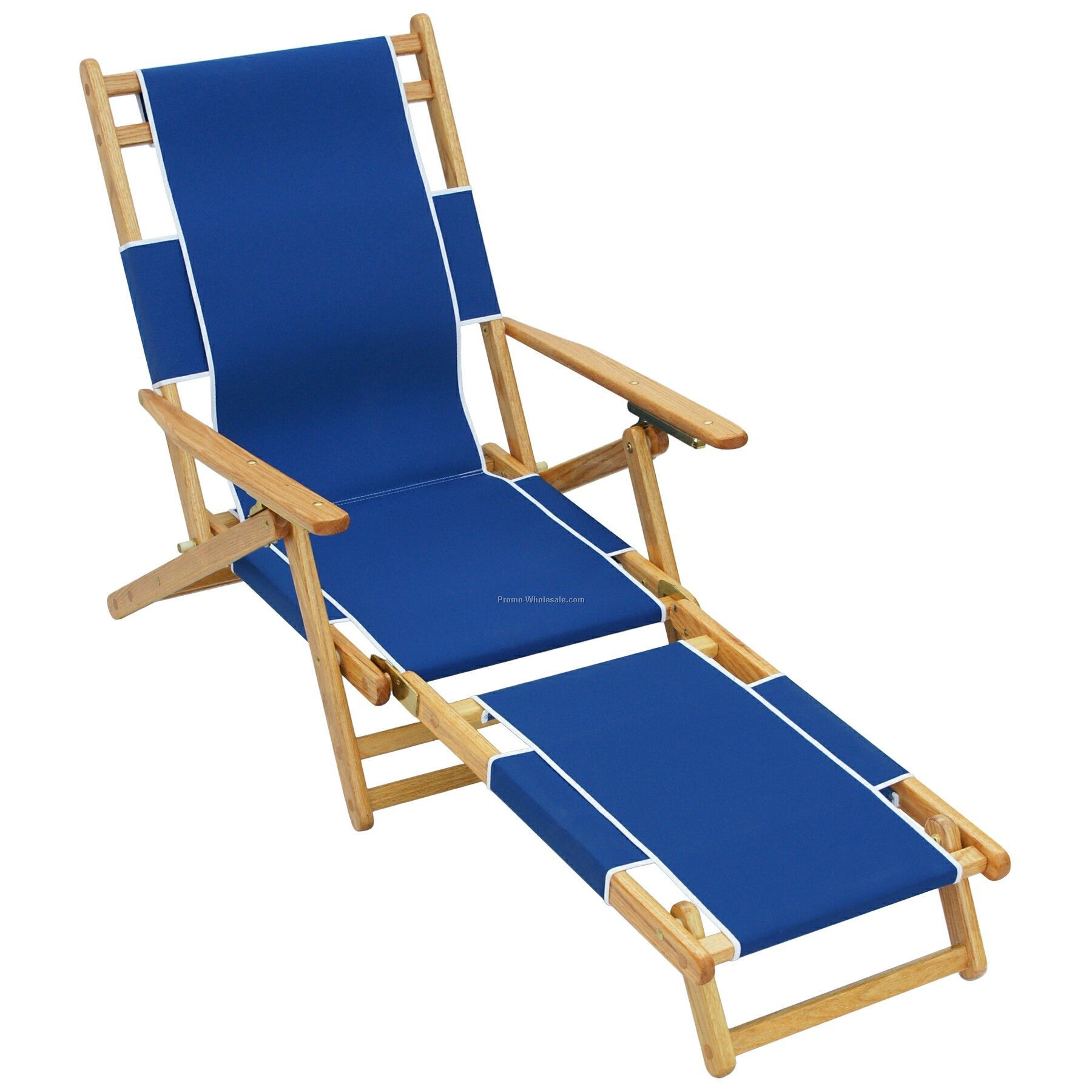 Us Made Deluxe Solid Oak Hardwood Frame Folding Low Beach Lounger