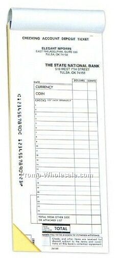 Vertical 2 Part Deposit Slip