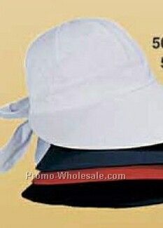 White Cotton Tie Back Sun Hat With Large Brim (One Size Fit Most)