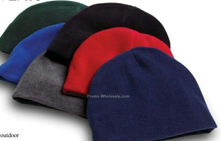 Wolfmark Black Fleece Beanie Cap - One Size Fits Most