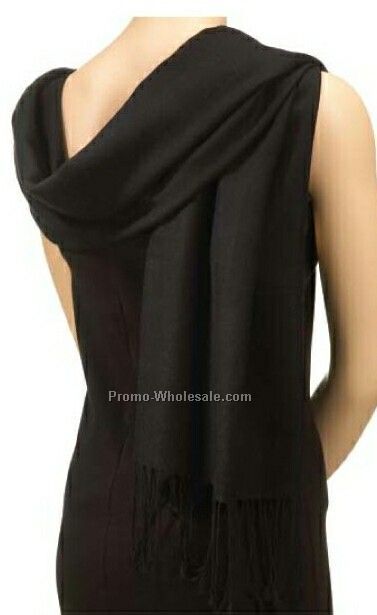 Wolfmark Black Pashmina Silk/Wool Blend Scarf