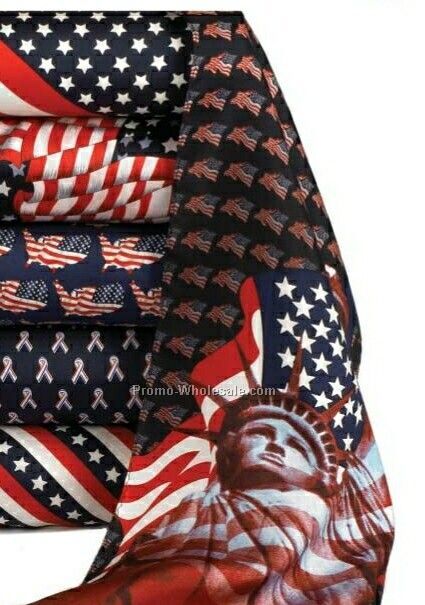 Wolfmark Novelty Neckwear 100% Silk Patriotic Scarf - Ribbon