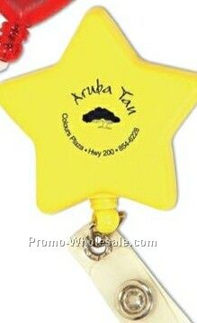 Yellow Star Retractable Badge Holder