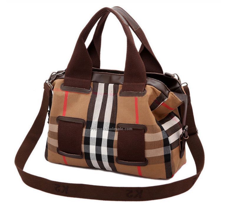 Lady Retro wholesale canvas bag with leather handle