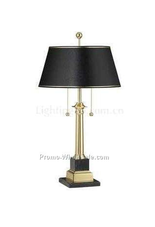 Black Marble Alumni Lamp W/ Navy Blue Shade