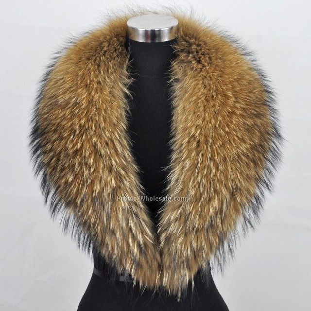 100% Real Raccoon Fur Collar Women`s Neck Warmers Fur Scarf Shawl