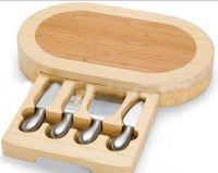 4 Cheese Knife Set With Wooden Cheese Board;