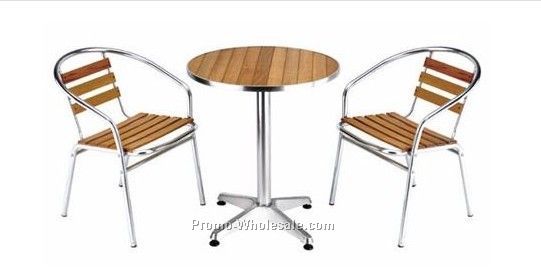 Wood chair and table with aluminum frame