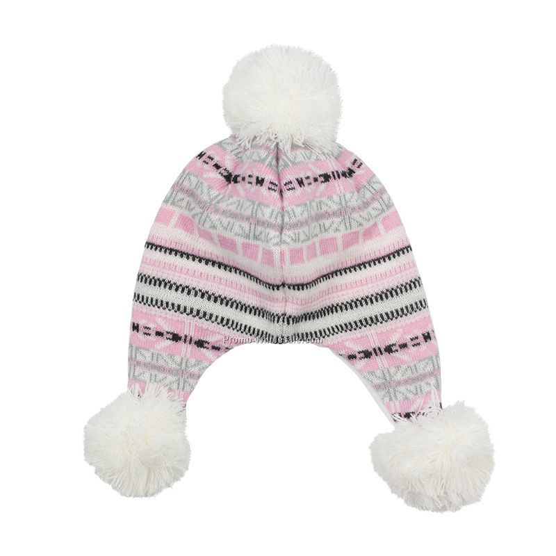 Lovely pink kids earflap beanie