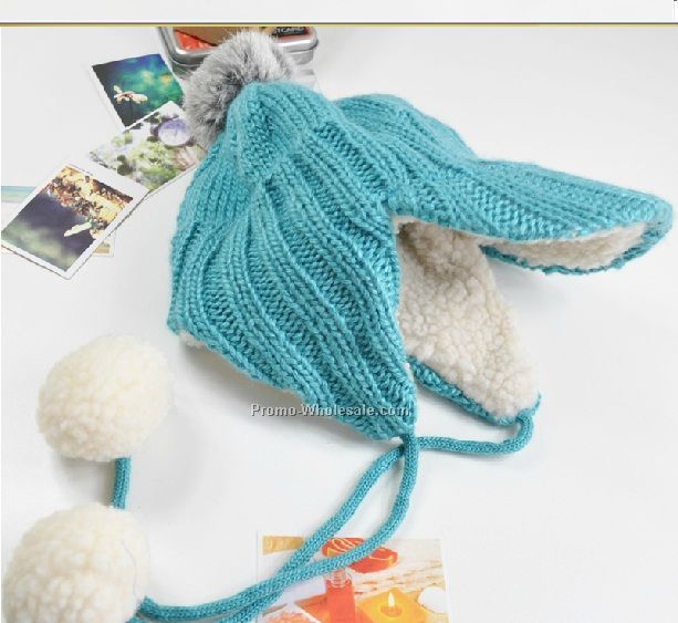 Skyblue baby earflap knitting hat