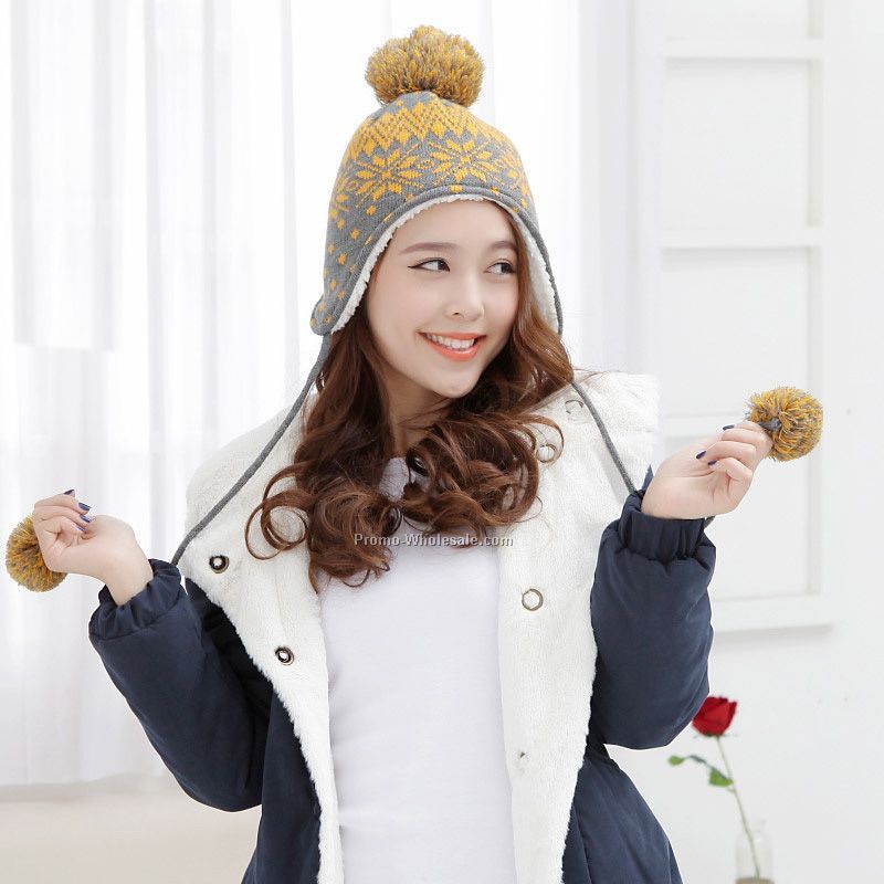 Yellow winter warm beanie cover ears