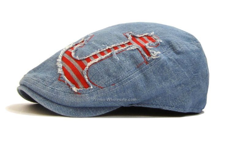 Blue denim beret with red/white anchor