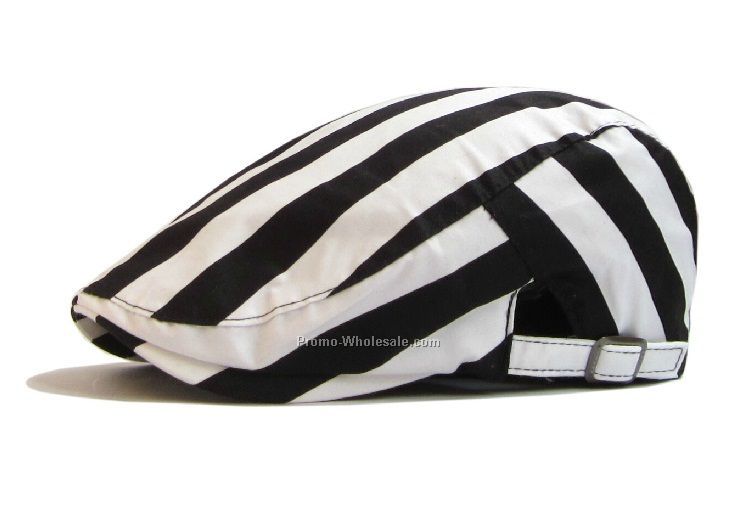 White/black stipped beret