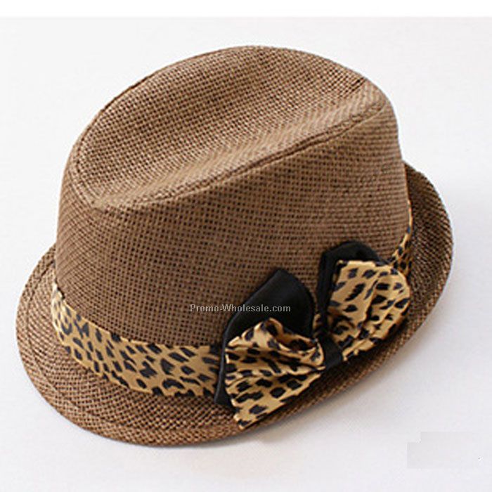 Straw fedora with leopards band