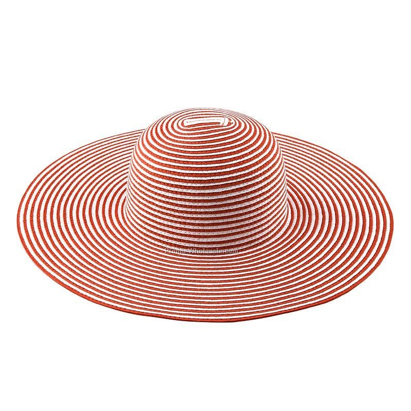 Orange white stripped straw hats