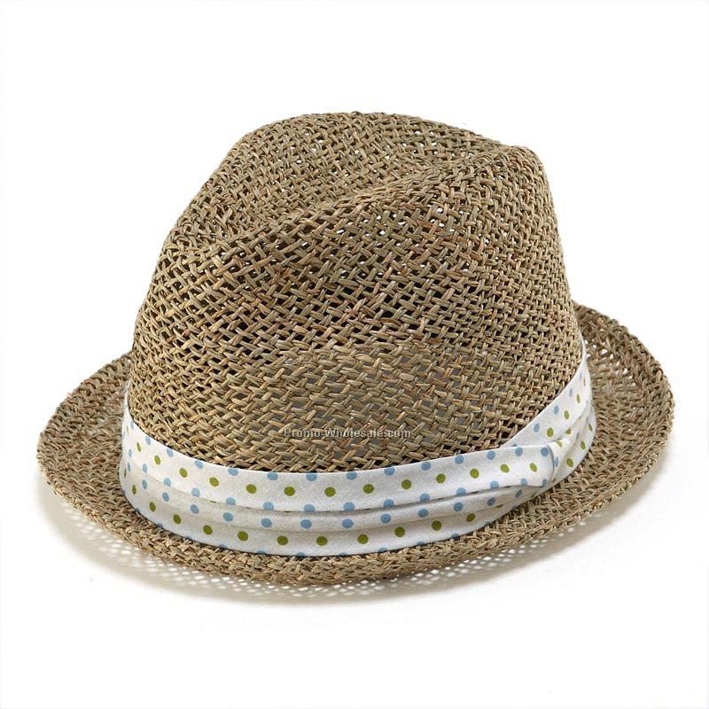 Straw fedora with dots
