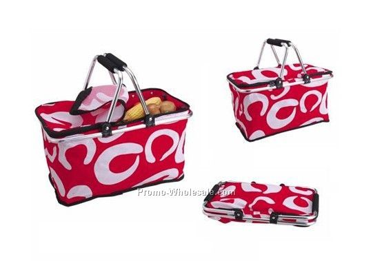 Folding Polyester shopping basket, picnic basket,  portable camping basket