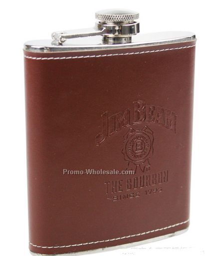 Vinyl Leatherette Wrapped Stainless 8 Oz. Flask