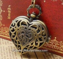 Bronze vintage hollow love pocket watch