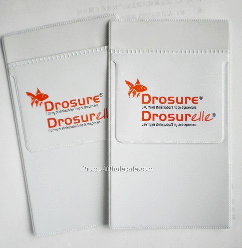 5-5/8"x3-1/2" 3" French Calf Flap Pocket Protectors W/2 Color Silk Screened