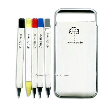 mini fluorescent pen in square with ABS pen case